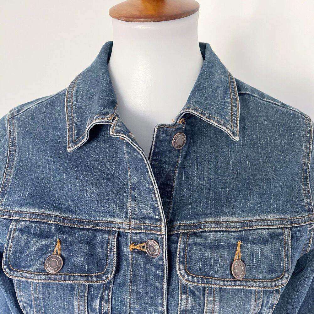 Vintage Old Navy Denim Jacket S Small Stretch Cotton Y2K Revival Utility Chic - Picture 8 of 16